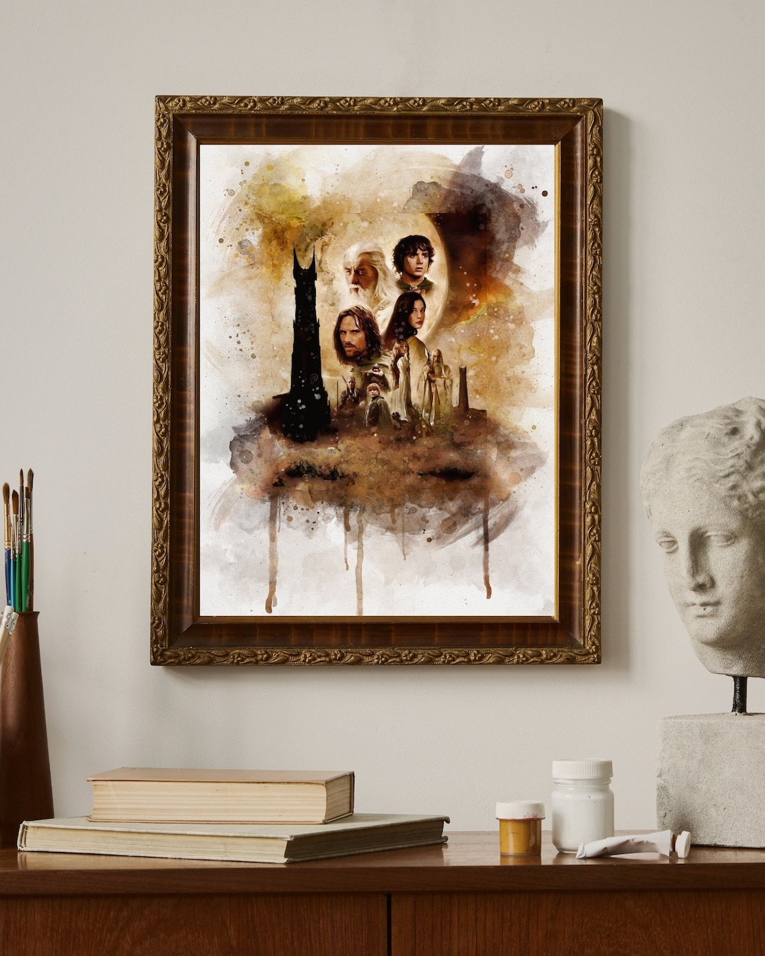 The Two Towers Watercolour Print Lord of the Rings Fan Middle-earth ...