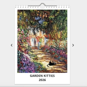 Cats in Famous Gardens 2026 Wall Calendar: Illustrated A4/A3 Matt Flip Design