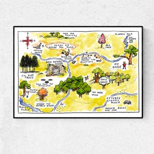 Winnie the Pooh 100 Acre Wood Map Winnie-The-Pooh Mappa classica Opzione stampabile Baby Shower Birthday Party Nursery Decoration