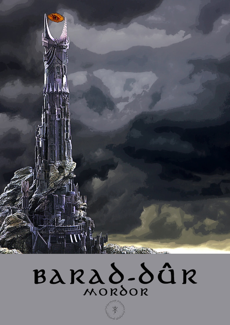 Barad-dûr LOTR Poster. Sauron's Tower in Mordor. J. R. R. Tolkien ...