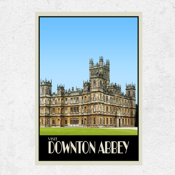 Downton Abbey Fictional Places Travel Poster. Inspired poster for Great Fictional Houses from TV and Literature