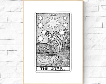 David Bowie the Star Tarot Card Poster. Tarot Wall Art, Celestial Wall Prints, Mystical, Neutral Decor, Astrology Posters, Tarot Card Art.