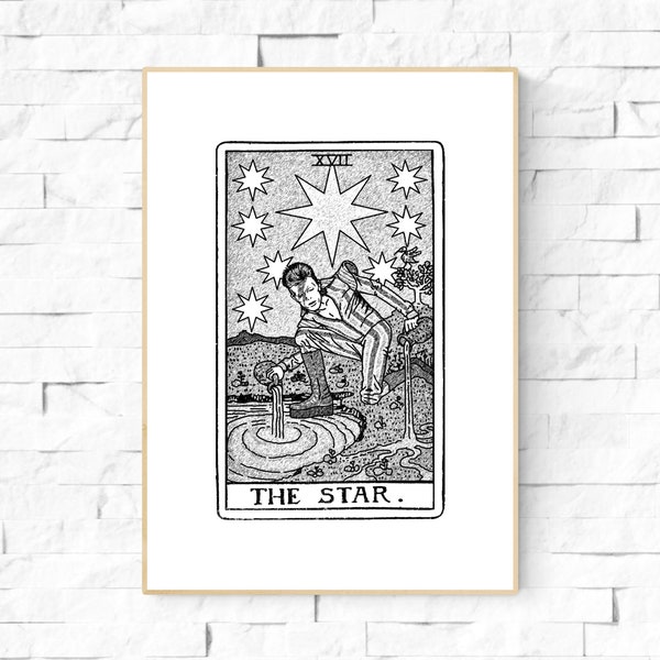 David Bowie the Star Tarot Card Poster. Tarot Wall Art, Celestial Wall Prints, Mystical, Neutral Decor, Astrology Posters, Tarot Card Art.