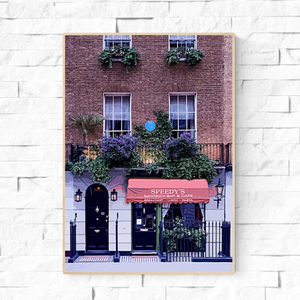 221B Baker Street Art Print. Fictional Addresses Sherlock Holmes Arthur Conan Doyle. Famous London Houses. Speedy's Cafe BBC