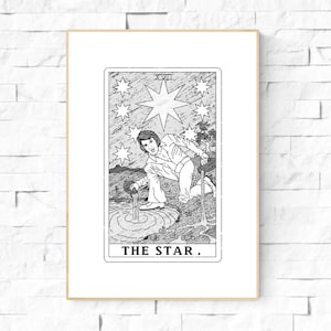 Elvis Presley l’affiche de la carte de tarot étoilée. Art mural tarot, impression d’art mural inspirée d’Elvis. Art du Tarot moderne. Le roi du rock and roll affiche.