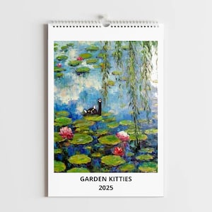 Cats in Famous Gardens 2025 Calendar – A Purrfect Journey Through Iconic Landscapes! 12 month 2025 Wall Calendar Illustrated Matt flip style