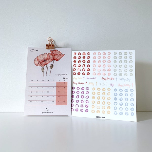 Desk Calendar 2024 With Stickers Etsy