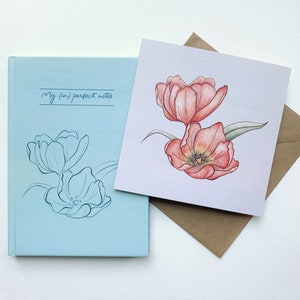 Journal nature avec carte de voeux aquarelle, journal personnalisé à couverture rigide, cadeau pour amoureux des plantes
