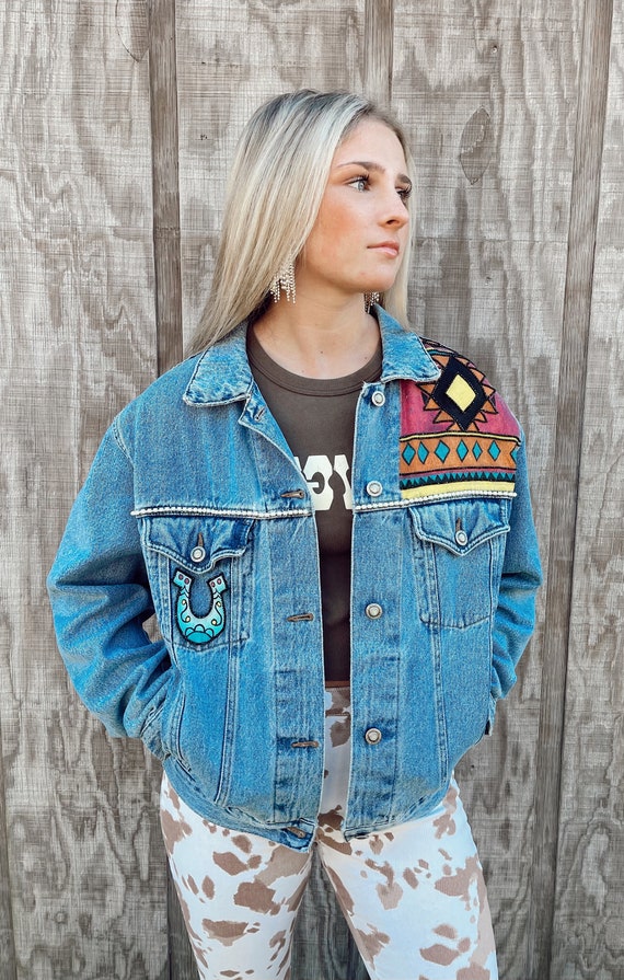 Roxanne Aztec Rhinestone Jean Jacket 
