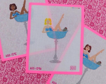 Cocktail Girls, Swiftie Inspired Champagne Glass Handpainted Needlepoint Canvas
