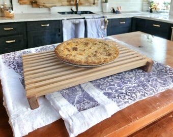 Handcrafted Wooden Pie, Serving, and Casserole Tray  9x15 Inch: Elegant and Rustic Tray, Large Trivet, Serving Rack, or Pan Cooling Tray