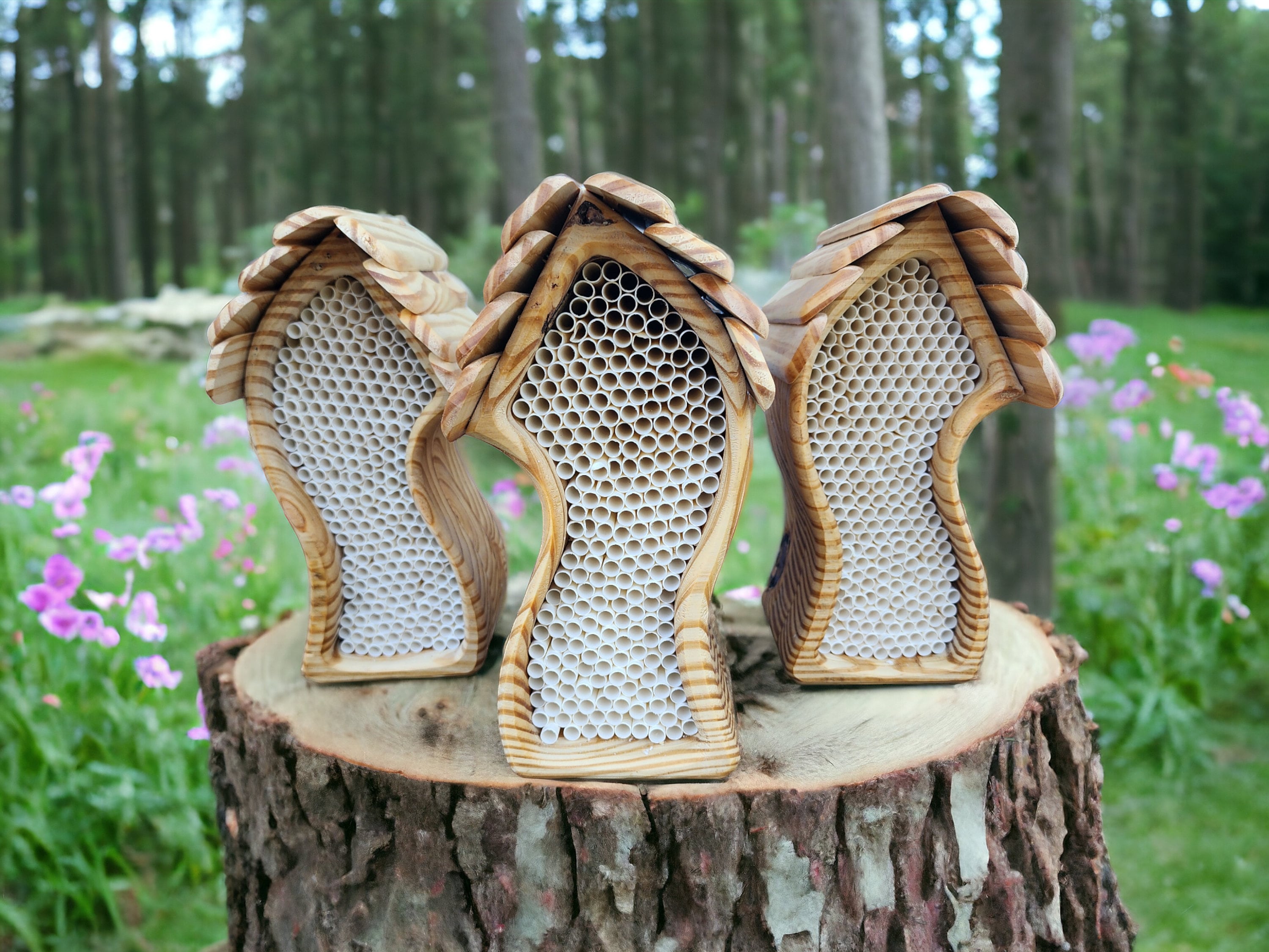 Handcrafted Mason Bee Hotel for a Sustainable Garden - A House or apartment for your mason bees - Whimsical, fairy, Cottage Core Design