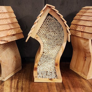 Handcrafted Mason Bee Hotel for a Sustainable Garden A House or apartment for your mason bees Whimsical, fairy, Cottage Core Design image 1