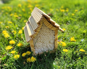 Handcrafted Mason Bee Hotel for a Sustainable Garden Medium - A House or Apartment for your mason bees - Whimsical, fairy, Cottage Core