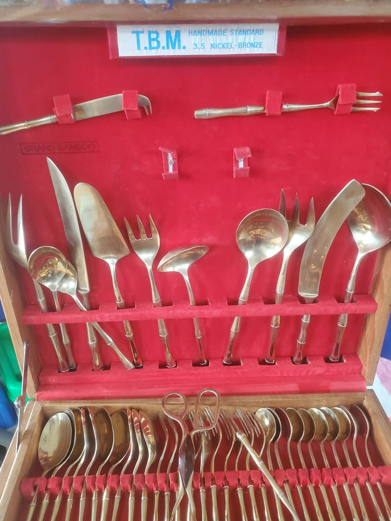 Vintage Thai TBM Bronzeware Flatware Set of 144 Pieces Etsy