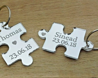 Jigsaw Keyrings Personalised Novelty - Ideal For A Christmas Present Or Valentine's Day Gift