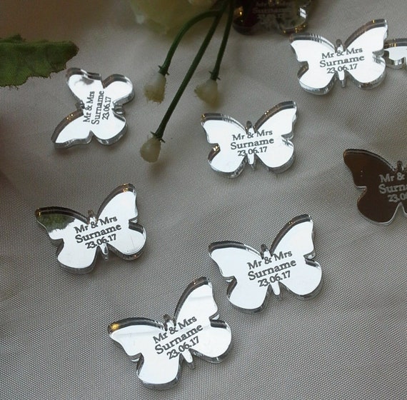 Mr & Mrs Clear Scatter Table Decorations Personalised Butterfly Wedding Favours 