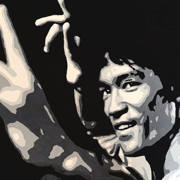 Bruce Lee Original Painting 16x20 Acrylic on Canvas Panel Movie Star Karate Martial Arts Game of Death