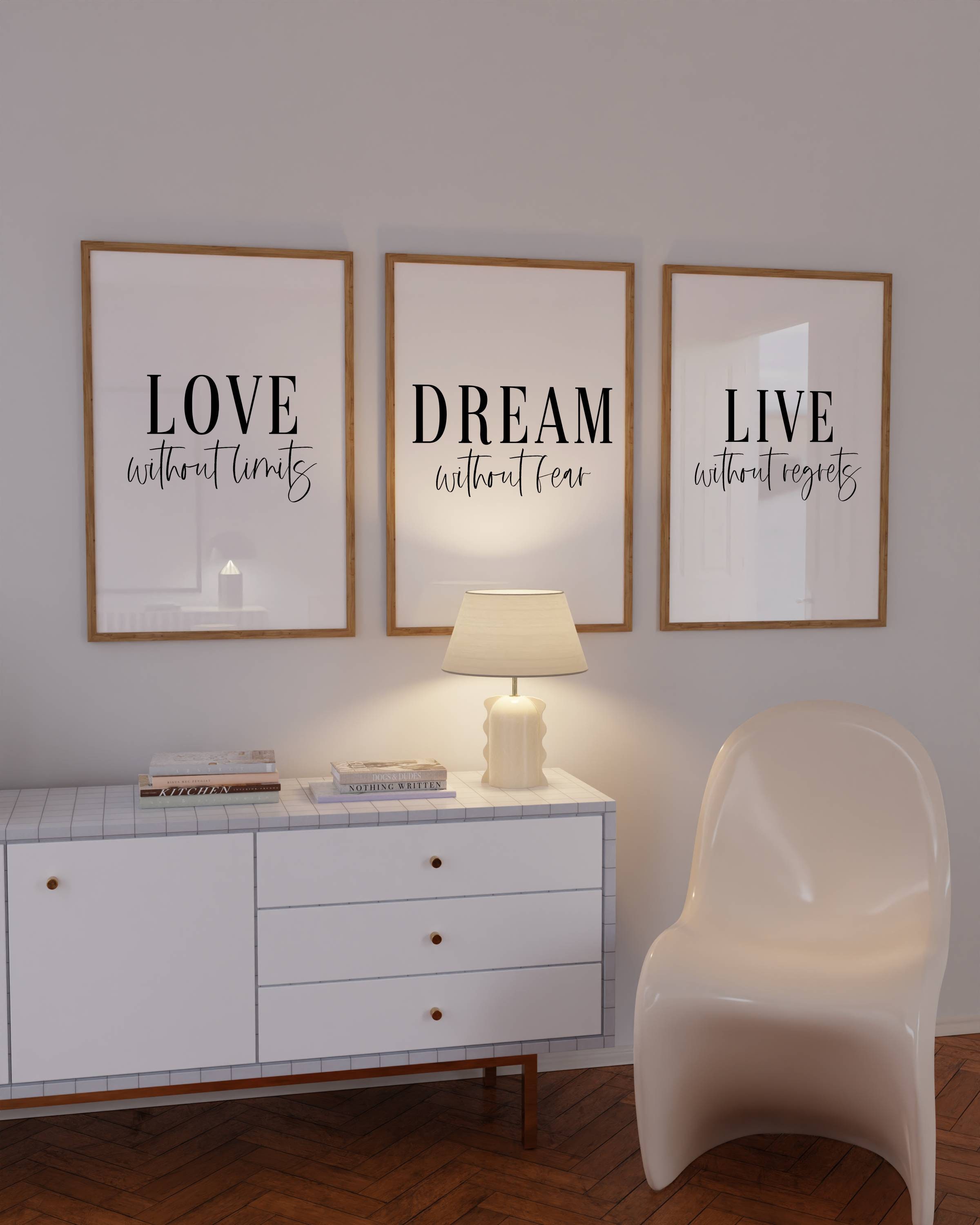 Set of 3 prints, Love Dream Live Wall Art, Printable Art, Quote wall art, Home Decor, Living Room Decor, Hallway Wall Ideas, Instant Digital