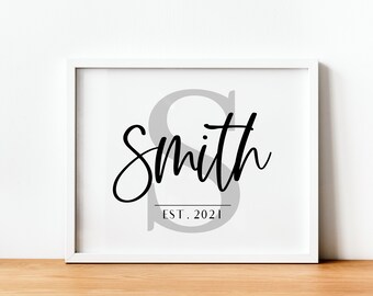 Custom Family Name Print, Personalized Last Name Sign (PDF)