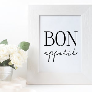 Bon Appetit Poster Sign, Kitchen Wall Decor, French Phrases, Farmhouse Decor, Housewarming Gift, Kitchen Sign, Digital Prints, Wall Hangings