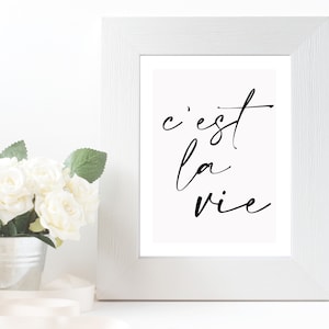C&#39;est La Vie Print, French Print, Typography Quote, Minimal Poster, Printable Wall Art, French Quote Print, Quote Poster, Quote Wall Art