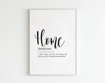 Home Definition Quote, Dictionary Printable, Modern Home Decor, Funny Wall Art, Home Gifts, Definition Wall Quote, Funny Definition Art