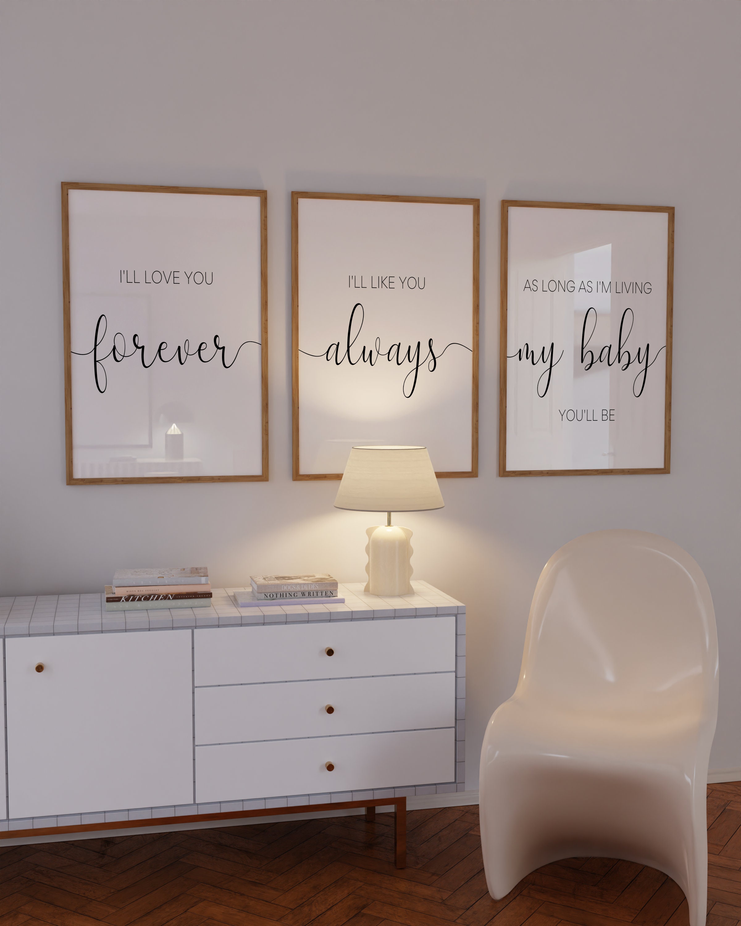 Set of 3 Prints, I love you Forever, Printable Art, Quote wall art, Nursery wall art, Home Decor, Baby Decor, Children's Room, Kid Decor