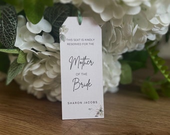 Wedding Seat Tags, White and Greenery Reserved Seat Tags, Wedding Ceremony Chair Tags, Bridal Party Reservation Tag, This Seat is Reserved