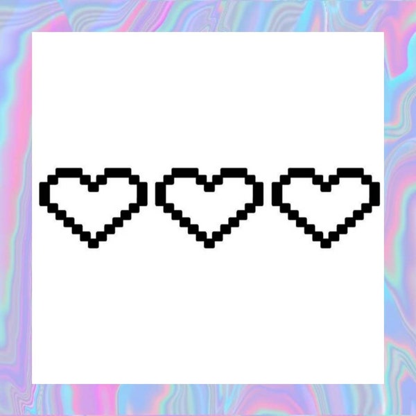 Cute Pixelated Hearts Permanent Vinyl Decal