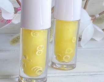 Wegański błyszczyk do ust o smaku banana – odżywcze olejki, przezroczysty (6 ml)