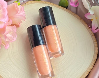 Peach Lip Gloss - Shimmery Peach Flavored Lip Gloss - Vegan Cruelty Free Lip Gloss
