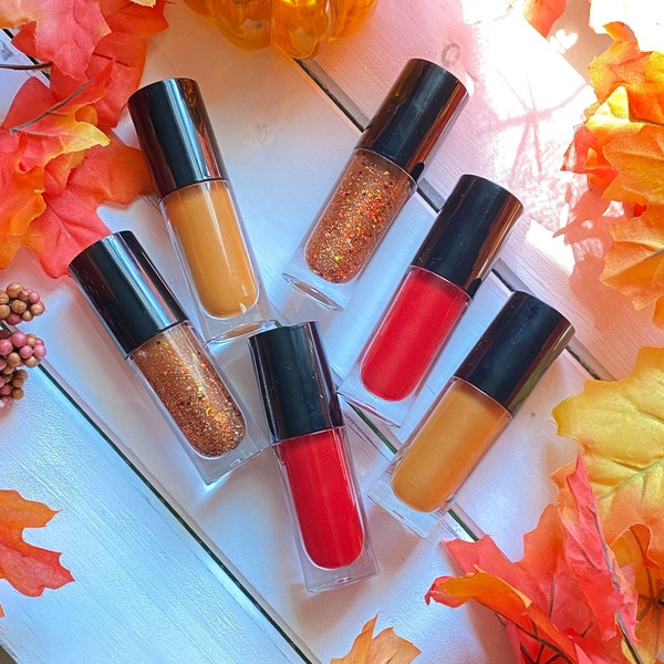 Fall Lip Gloss Bundle | Autumn Lip Bundle | Pumpkin Spice, Cinnamon Apple, Caramel Apple Flavors