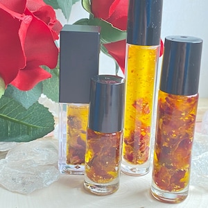 Deeply Nourishing Rose Lip Oil | 24K Gold Lip Oil | Hydrating Lip Oil | Natural Lip Oil | Infused With Dried Roses