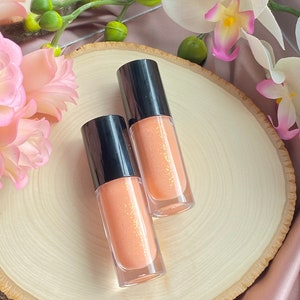 Peach Lip Gloss - Shimmery Peach Flavored Lip Gloss - Vegan Cruelty Free Lip Gloss