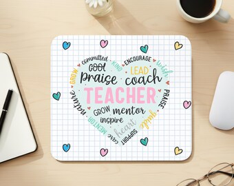 Teacher Appreciation Mousepad, Heart Design, Gift for Educators