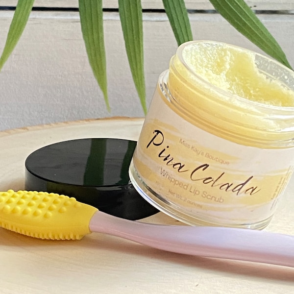 Pina Colada Whipped Lip Scrub | Exfoliating Lip Butter | Pineapple and Coconut flavored