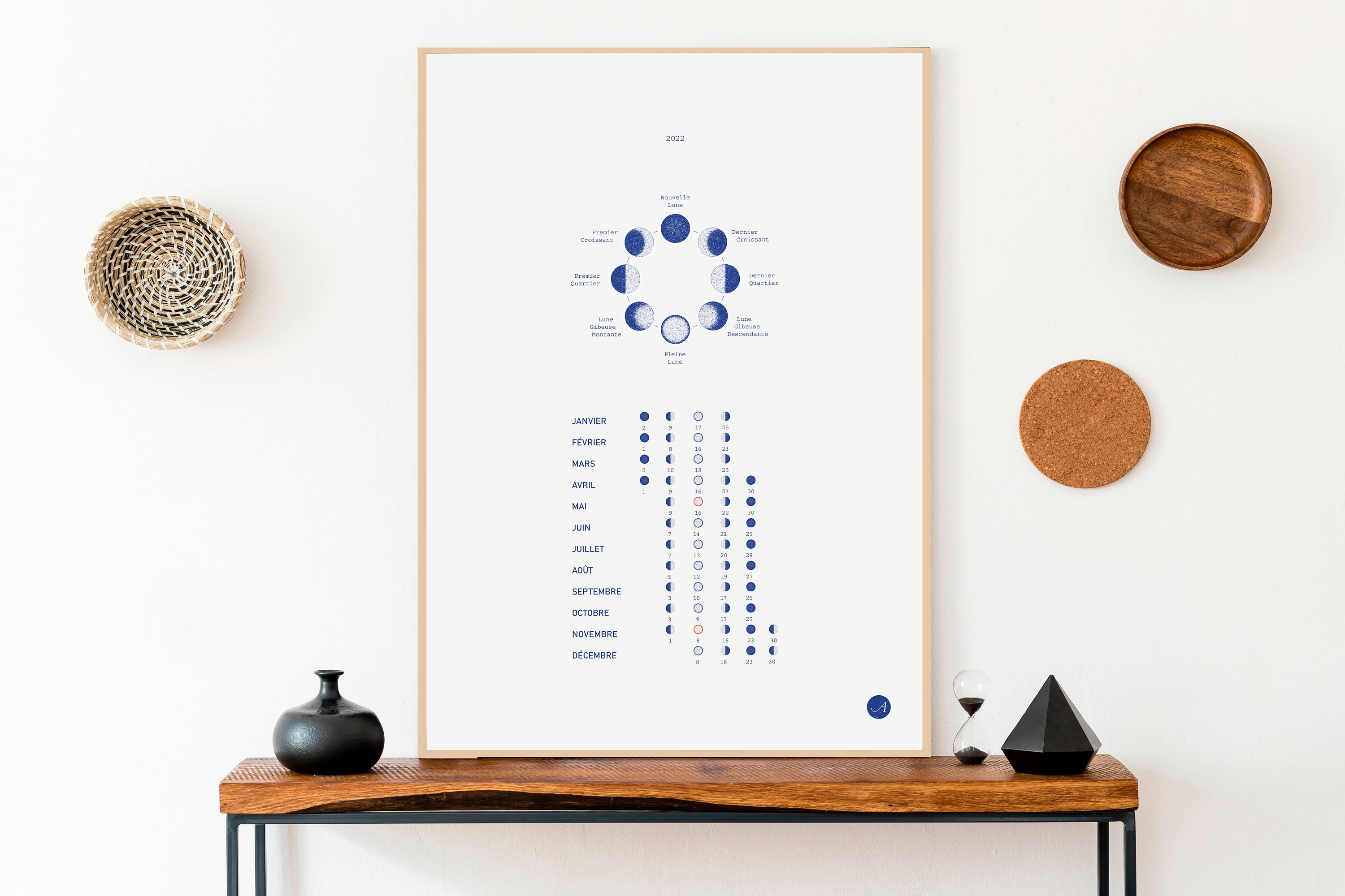 Poster Lunar Calendar 2022 Framed