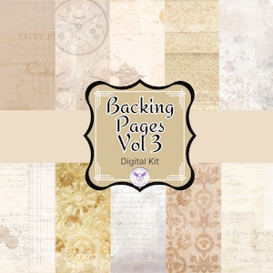Backing Pages Vol. 3 Junk Journal Kit, Printable Digital