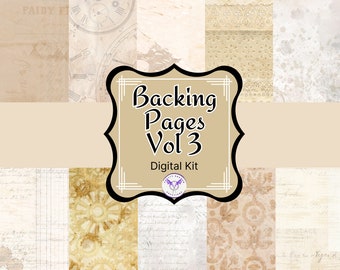 Backing Pages Vol. 3 Junk Journal Kit, Printable Digital
