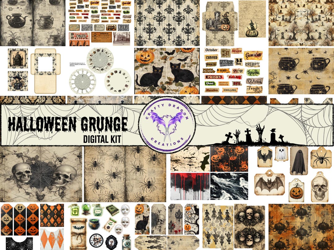 Halloween Grunge Junk Journal Kit, Printable Digital - Etsy