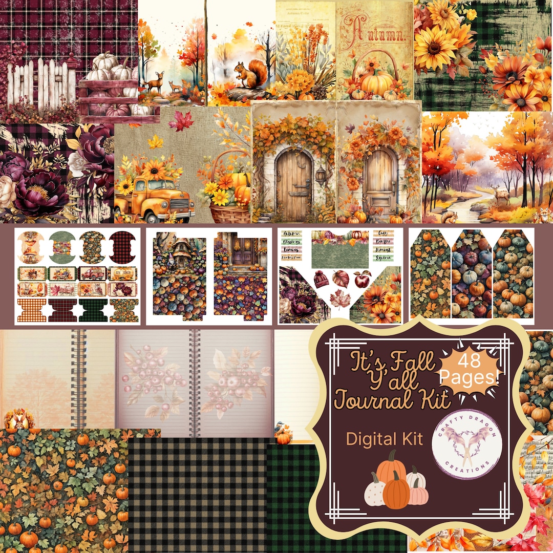 It's Fall Y'all Junk Journal Digital Kit Printable - Etsy