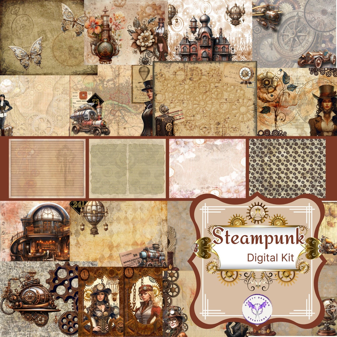 Steampunk Junk Journal Digital Kit / Scrapbooking / Paper Crafting - Etsy