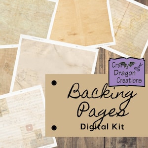 Backing Pages Junk Journal Kit, Printable Digital
