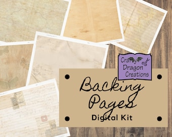 Backing Pages Junk Journal Kit, afdrukbaar digitaal