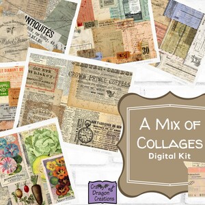 A Mix of Collages journal kit, Printable Digital