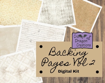 Backing Pages Vol. 2 Junk Journal Kit, Printable Digital