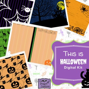 This is Halloween junk journal kit, Printable Digital