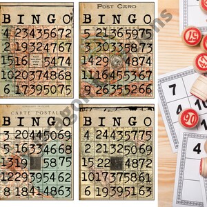 Vintage Style Bingo Cards, Printable Digital - Etsy