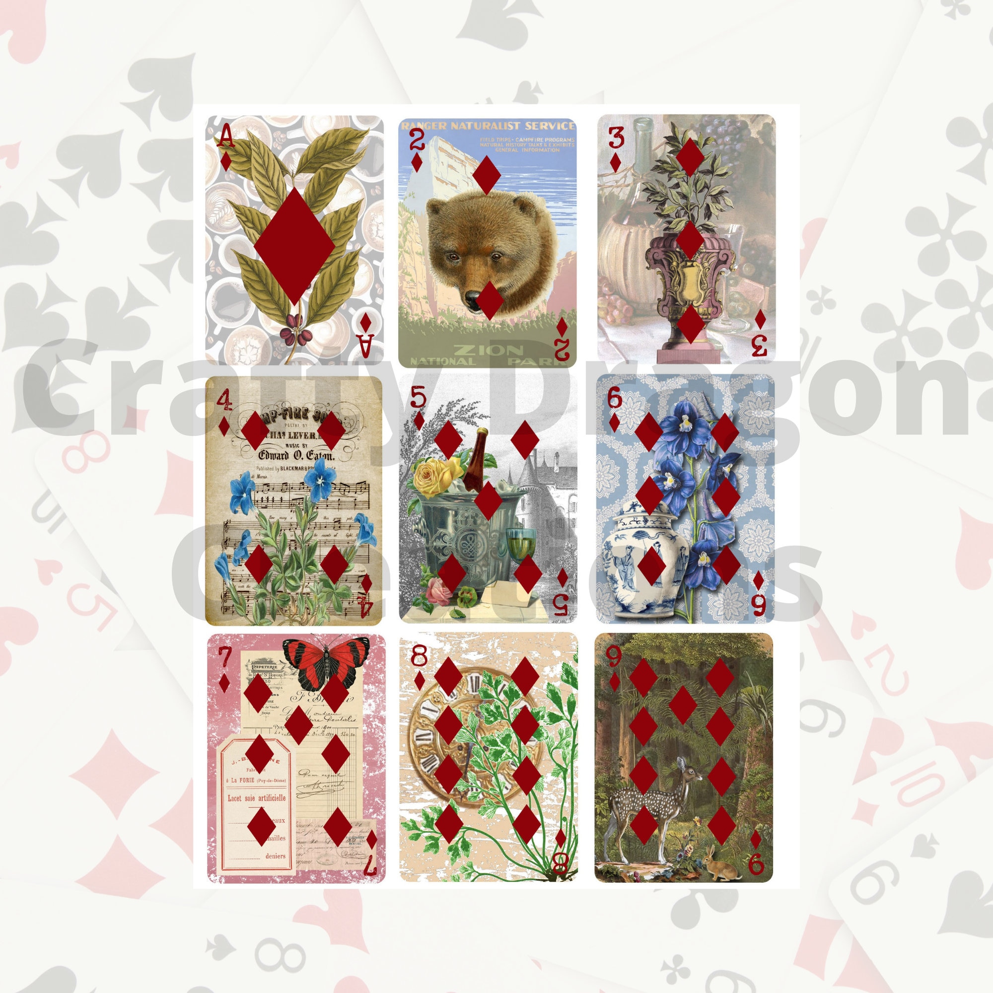 Digital Altered Playing Cards, Printable Digital - Etsy